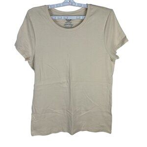 Faded Glory Womens Beige T-Shirt Size XXL/2X Stretch Fit Short Sleeve